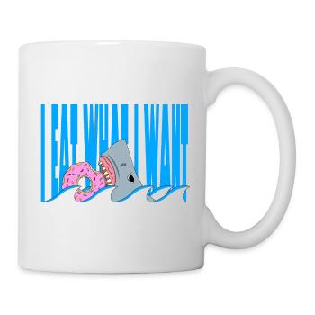 I eat what i want | Shark eating a Donut - Tasse - Weiß - Rechts