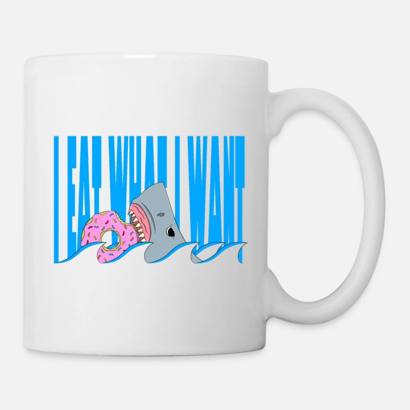 I eat what i want | Shark eating a Donut - Tasse - Weiß