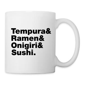 Japanese Foods Tempura & Ramen & Onigiri & Sushi. - Mug - white - Right