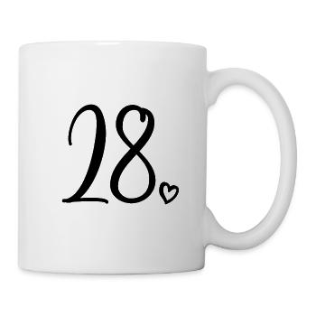 Süße Nummer 28, 28 Jahre alt, Geschenk zum 28. Geburtstag - Tasse - Weiß - Rechts