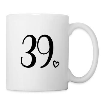 Süße Nummer 39, 39 Jahre alt, Geschenk zum 39. Geburtstag - Tasse - Weiß - Rechts