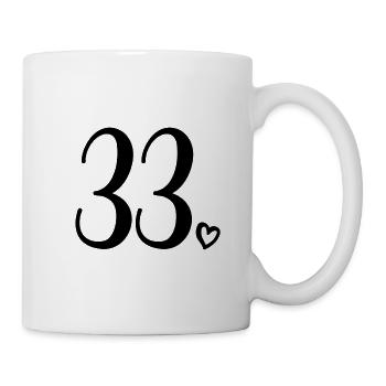 Niedliche Nummer 33, 33 Jahre alt, 33. Geburtstagsgeschenk - Tasse - Weiß - Rechts