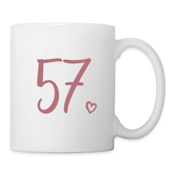 Süße Nummer 57, 57 Jahre alt, Geschenk zum 57. Geburtstag - Tasse - Weiß - Rechts