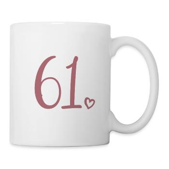 Süße Nummer 61, 61 Jahre alt, 61. Geburtstag Geschenk - Tasse - Weiß - Rechts