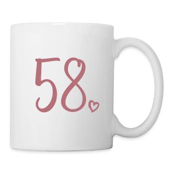 Süße Nummer 58, 58 Jahre alt, Geschenk zum 58. Geburtstag - Tasse - Weiß - Rechts