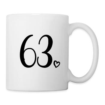 Süße Nummer 63, 63 Jahre alt, 63. Geburtstag Geschenk - Tasse - Weiß - Rechts