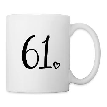 Süße Nummer 61, 61 Jahre alt, 61. Geburtstag Geschenk - Tasse - Weiß - Rechts