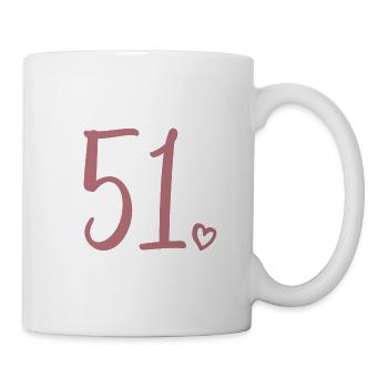 Süße Nummer 51, 51 Jahre alt, Geschenk zum 51. Geburtstag - Tasse - Weiß - Rechts