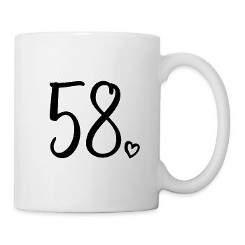 Süße Nummer 58, 58 Jahre alt, Geschenk zum 58. Geburtstag - Tasse - Weiß - Rechts