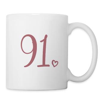 Süße Nummer 91, 91 Jahre alt, 91. Geburtstag Geschenk - Tasse - Weiß - Rechts