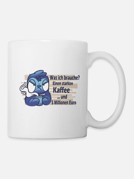 Faultier mit Kaffee: Lustiger Spruch - Tasse - Weiß