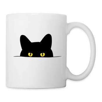 Halloween, Schwarze Katze - Tasse - Weiß - Rechts