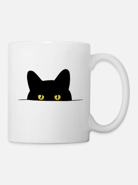 Halloween, Schwarze Katze - Tasse - Weiß