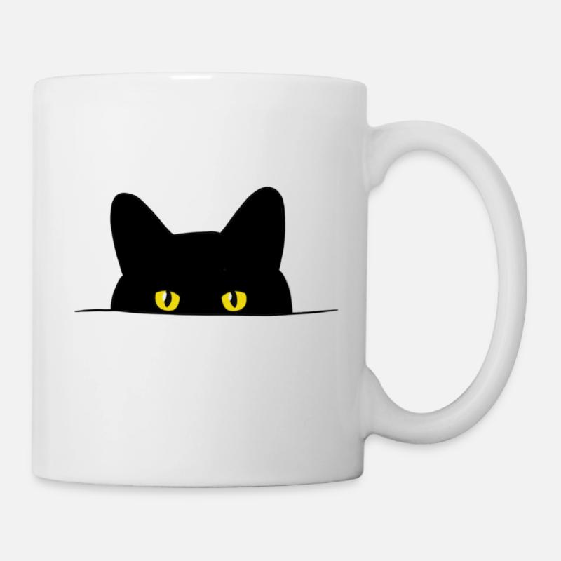 Halloween, Schwarze Katze - Tasse - Weiß