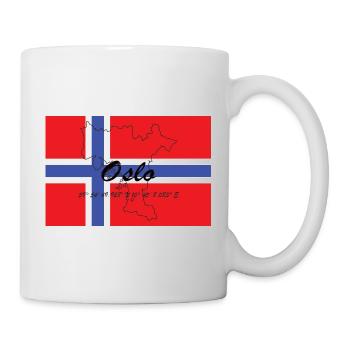 Oslo - Hauptstadt mit GPS & Flagge - Tasse - Weiß - Rechts