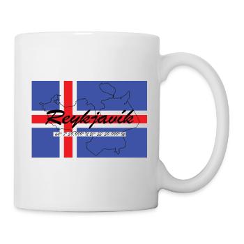 Reykjavik - Hauptstadt mit GPS & Flagge - Tasse - Weiß - Rechts
