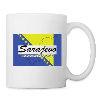 Sarajevo - Hauptstadt mit GPS & Flagge - Tasse - Weiß - Rechts