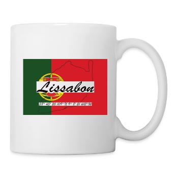 Lissabon - Hauptstadt mit GPS & Flagge - Tasse - Weiß - Rechts