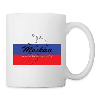 Moskau - Hauptstadt mit GPS & Flagge - Tasse - Weiß - Rechts