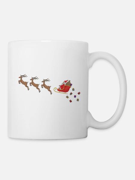 Weihnachtsman Schlitten Rudolph Rentier Geschenke - Tasse - Weiß