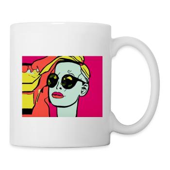 Pop Art - Frau mit Sonnebrille - Tasse - Weiß - Rechts