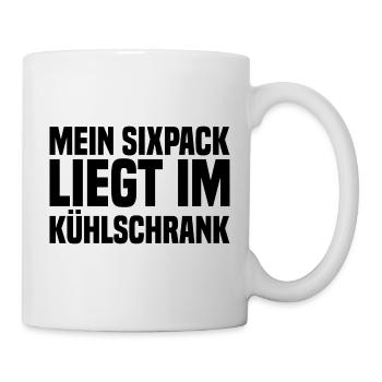 Mein Sixpack Liegt Im Kühlschrank - Tasse - Weiß - Rechts