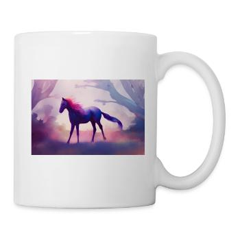 Cheval, Illustration d’aquarelle arc-en-ciel - Mug blanc - blanc - Droite