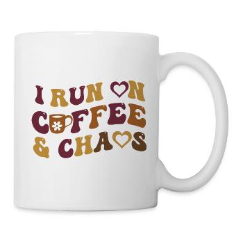 I Run On Coffee & Chaos - Drôle de dicton de café - Mug blanc - blanc - Droite