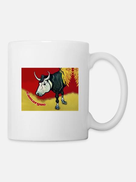 Taureau de Camargue style peinture naïve - Mug blanc - blanc