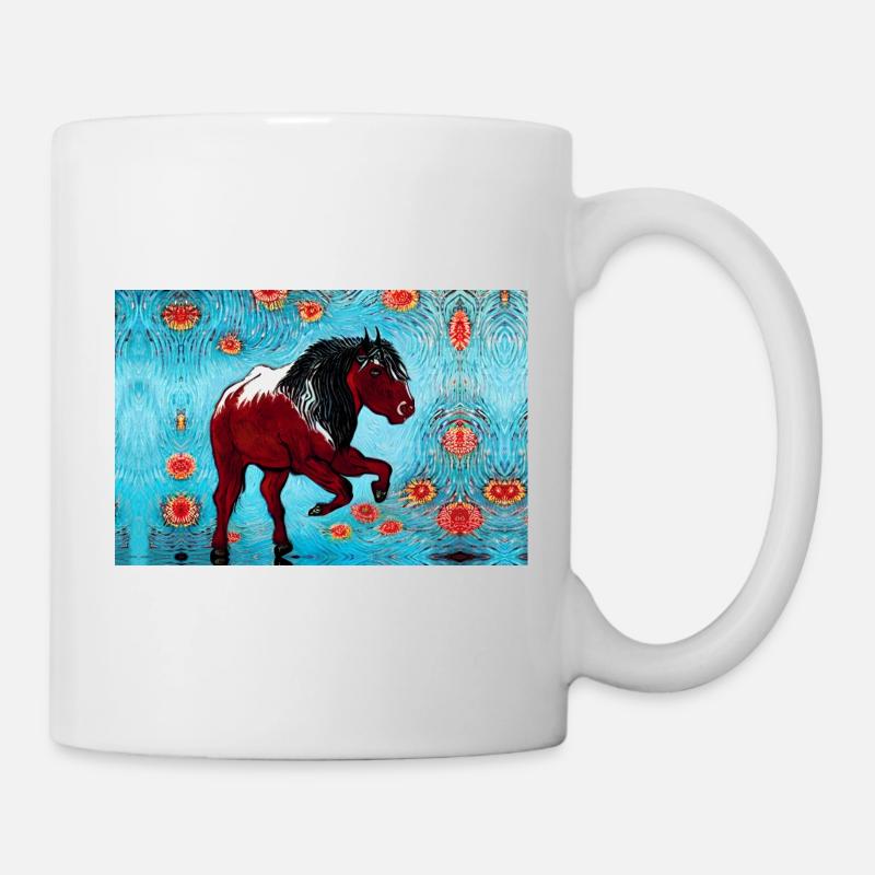 cheval marron peinture - Mug blanc - blanc