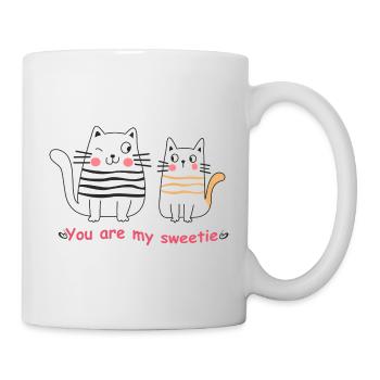 Valetine Katzen Verliebte Paare Valentinstag - Tasse - Weiß - Rechts