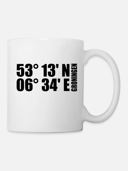 Groningen Koordinaten - Tasse - Weiß