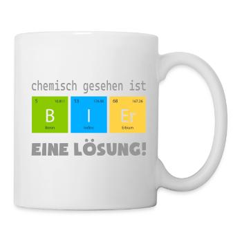 Bier ist eine Lösung | Chemie Elemente Spruch - Tasse - Weiß - Rechts