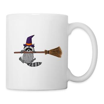 niedlicher Waschbär Hexe - Tasse - Weiß - Rechts