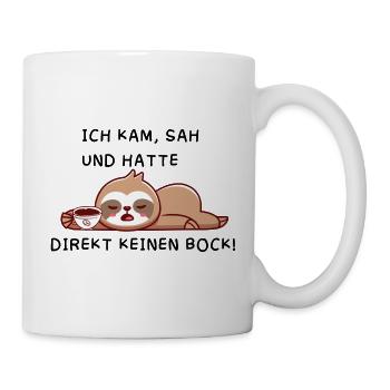 Faultier Morgenmuffel Tasse Becher Sticker - Tasse - Weiß - Rechts
