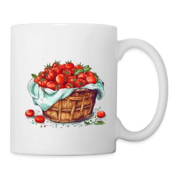 Un panier rempli de tomates, transparent - Mug blanc - blanc - Droite