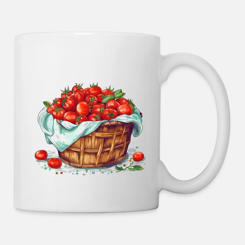 Ein Korb gefüllt mit Tomaten, transparent - Tasse - Weiß