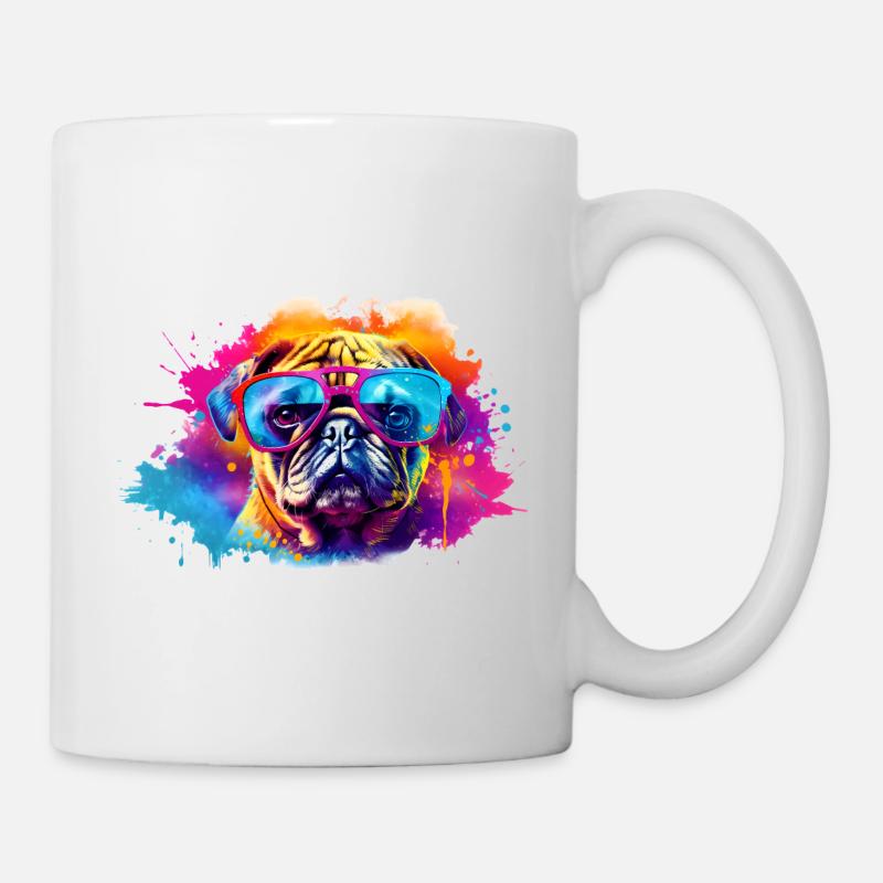 Pug Dog With Sunglasses - Mug - white