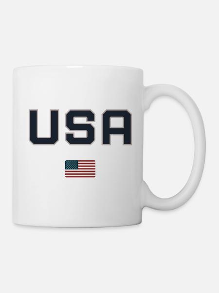 USA mit Flagge - Tasse - Weiß
