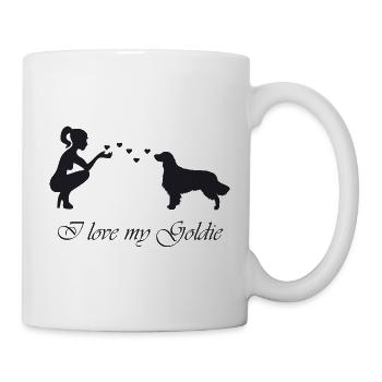Golden Retriever mit Frau - Tasse - Weiß - Rechts