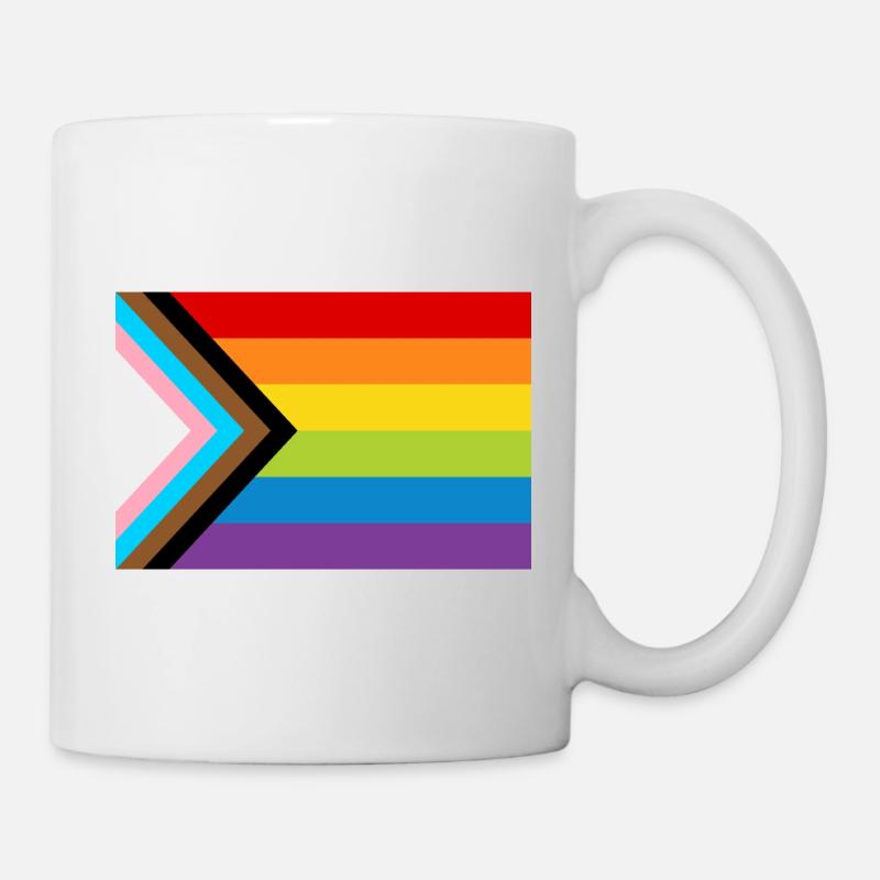 LGBT Pride Flag / Neue Regenbogen Progress Flagge - Tasse - Weiß