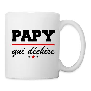 Papy qui déchire, cadeau fête des grands-pères - Mug blanc - blanc - Droite