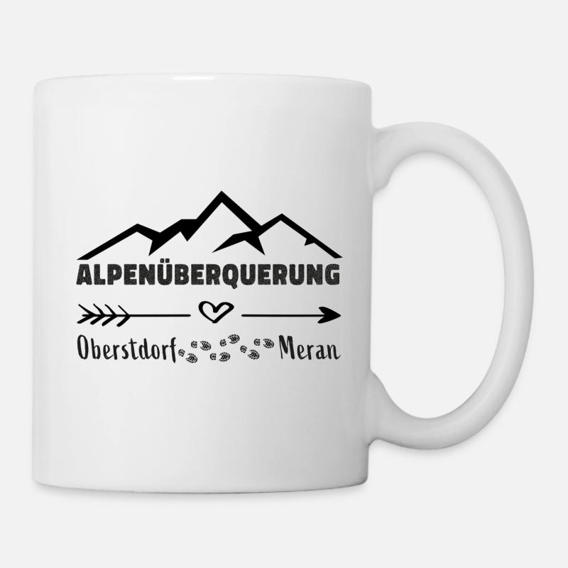 Alpenüberquerung E5 Oberstdorf Meran Wandern Berge - Tasse - Weiß
