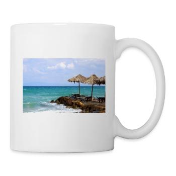 Sommer Sonne Strand Meer Poster - Tasse - Weiß - Rechts
