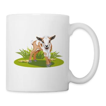 Mignon bébé chèvre sur la pelouse - Mug blanc - blanc - Droite