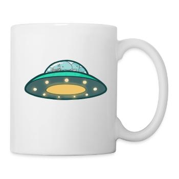 hugadino dinosaur UFO, cute dinosaur - Mug - white - Right
