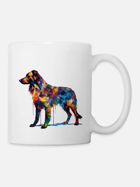 Farbenfrohe Hundesilhouette: Meisterwerk in Wasser - Tasse - Weiß