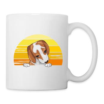 Spähender Beagle-Welpe - Tasse - Weiß - Rechts