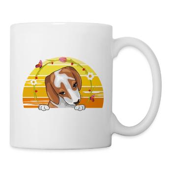 Portrait d’un chiot Beagle mignon et timide - Mug blanc - blanc - Droite