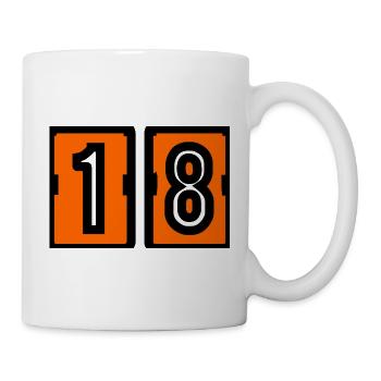 18. 18 ANS. 18e ANNIVERSAIRE. ANNIVERSAIRE 18 ANS. - Mug blanc - blanc - Droite